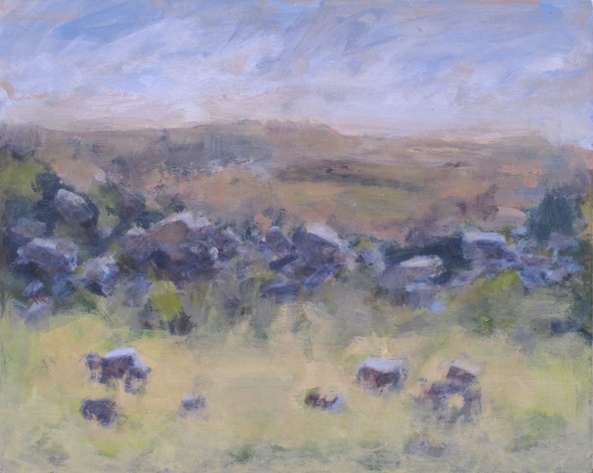 Impressionistic Landscape Acrylic Painting By Hugo Lines, 14 X 12, Misty Morning, Original Artwork