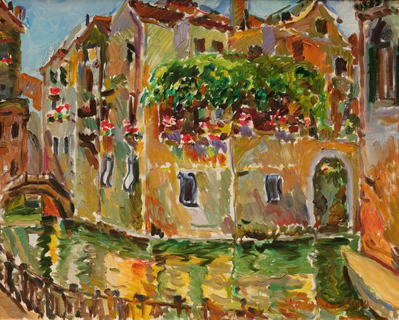 VENICE - landscape art, oil painting, cityscape, plein air, impressionist, Valentine's Day