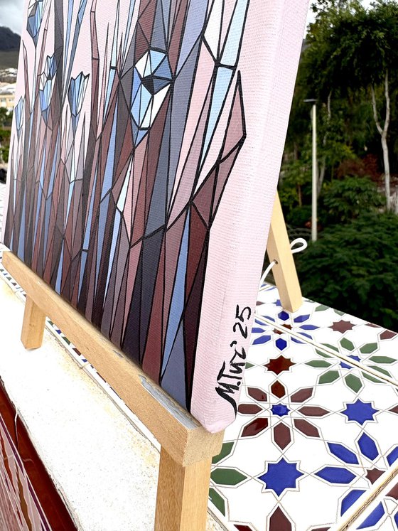 STAINED GLASS BLUE CORNFLOWERS