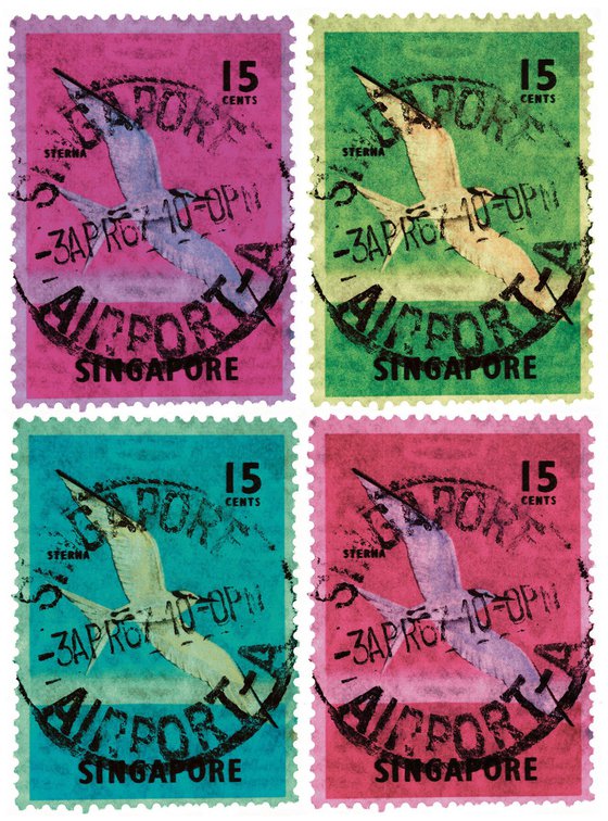 Singapore Stamp Collection '15 Cents Singapore Sterna Stamp (Multi-Colour Mosaic)'