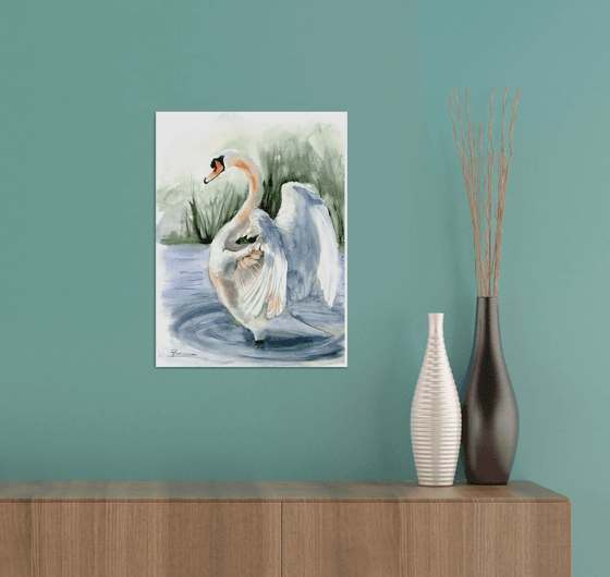 Swan #2  -  Original Watercolor Painting