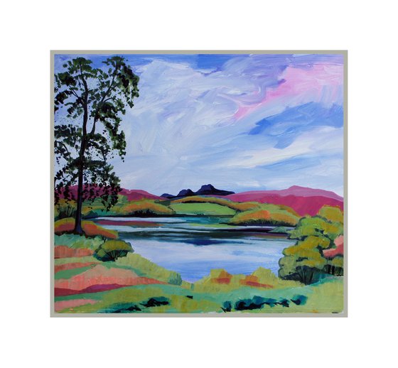 Langdale Pikes from Loughrigg Tarn