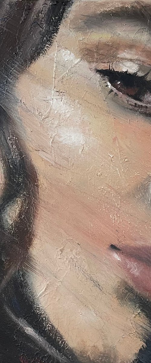 Emm Arruda | female contemporary portrait of model oil paint on canvas Painting by RKH by Renske Karlien Hercules