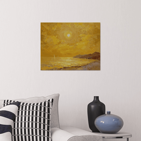 Yellow evening by sea