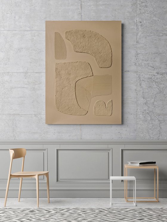 "Beige bay 2" Abstract high textured art
