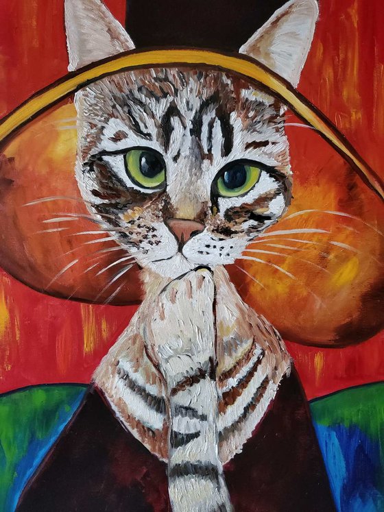 Cat  in a Hat, inspired by Amedeo Clemente Modigliani