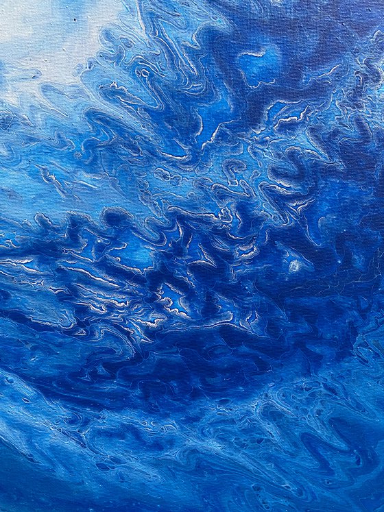 "I Got The Blues" - Save As A Series - Original PMS Abstract Diptych Fluid Acrylic Paintings On Canvas - 32" x 20"