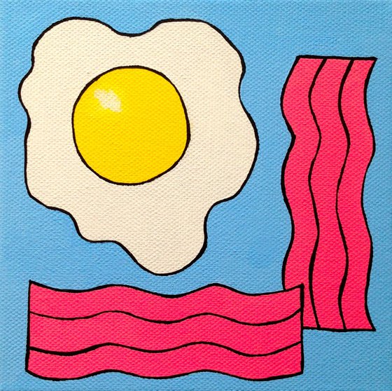 Fried Egg And Bacon Pop Art Painting Canvas