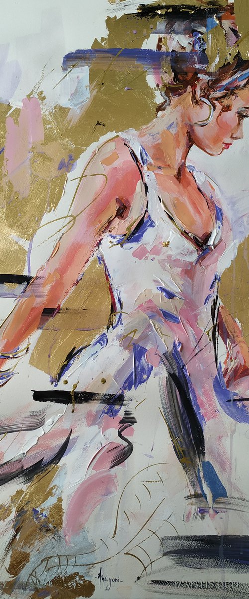 Dance Inside -  Figurative painting on paper by Antigoni Tziora