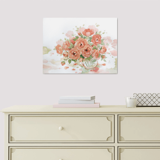 Vintage peach roses 40x30 cm Shabby chic