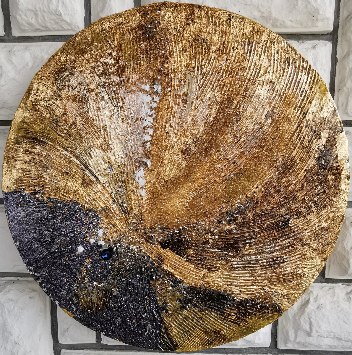 Impressionistic Abstract Oil Painting By Annet Loginova, 24 X 24, Round Sun Painting Of Gold And Lilac Christmas Art, Artfinder