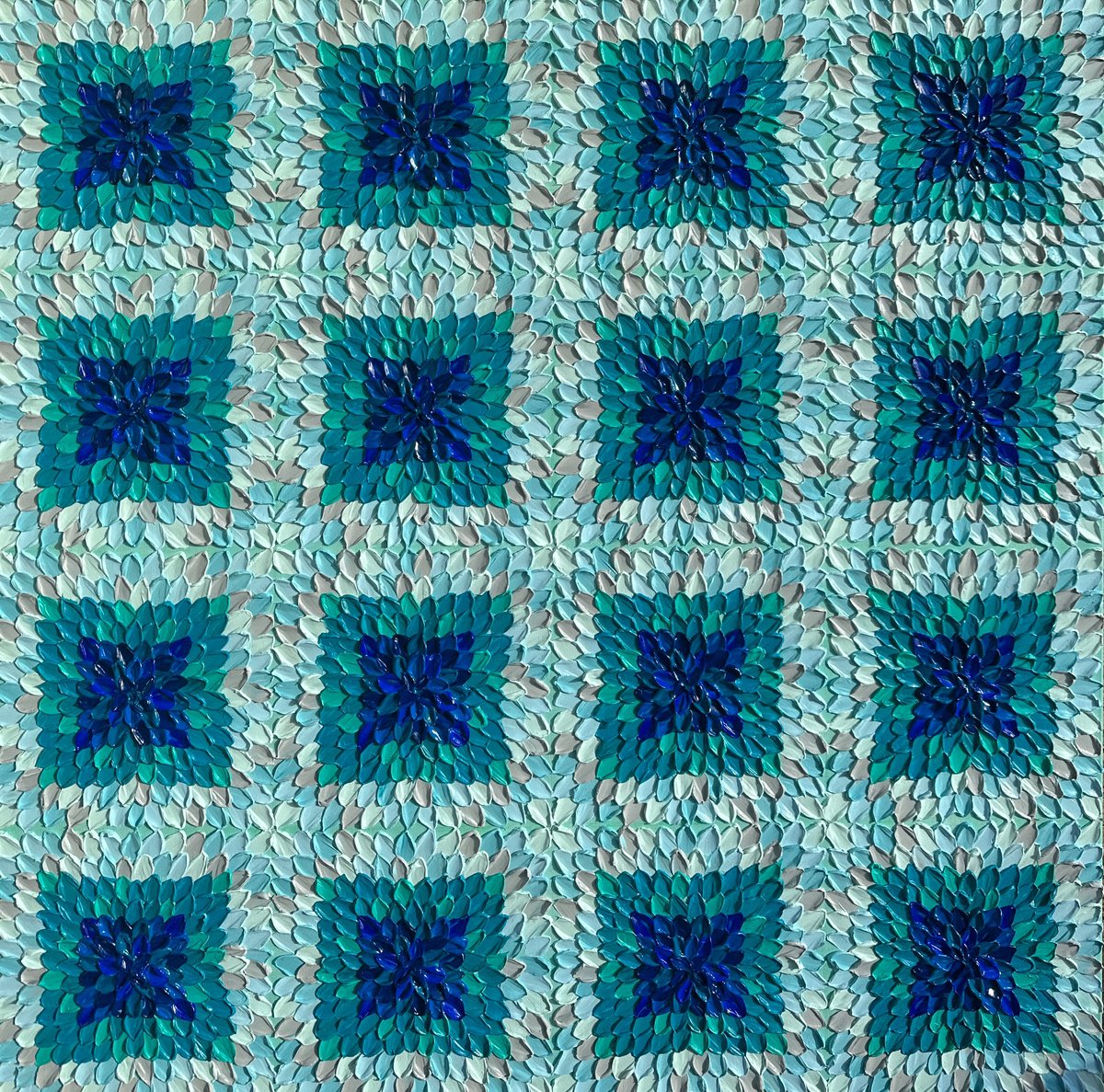 Teal Kaleidoscope By Guzaliya Xavier, 36 X 36, Artwork For Sale On Artfinder