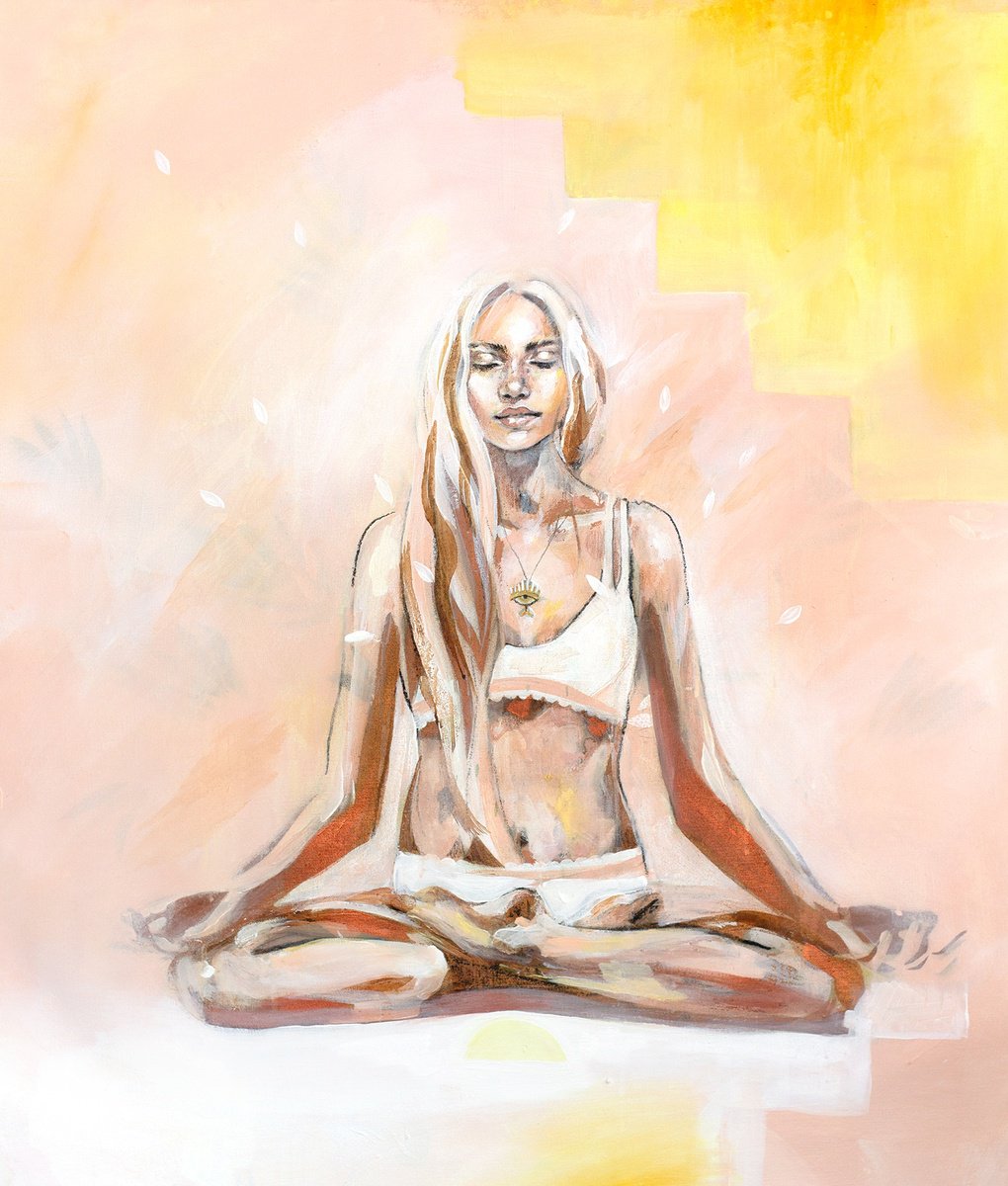 Urban And Pop Portrait Painting By Hannah Adamaszek, 33 X 39, Apricot Glow, Original Artwork