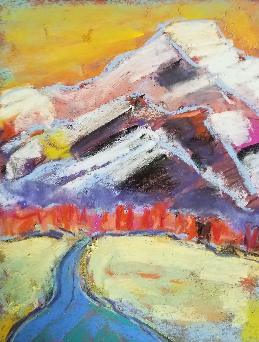 Fiery pastel mountains by Leah Kohlenberg Fine Art