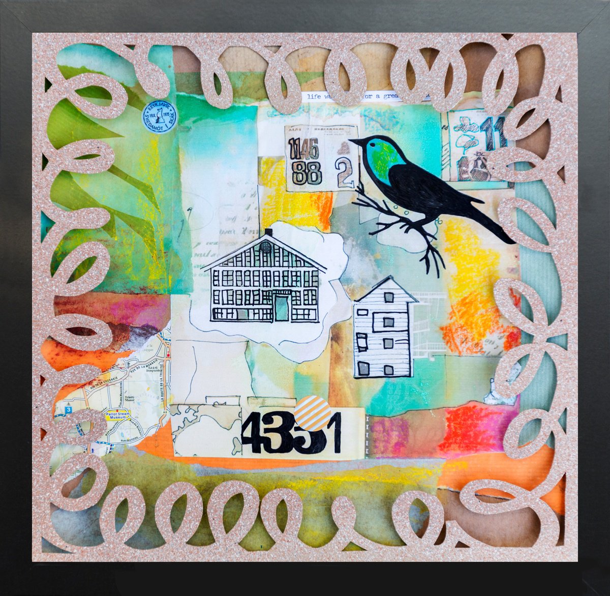 Landscape Collage By Ariadna De Raadt, 13 X 13, Simple Living 4, Original Artwork