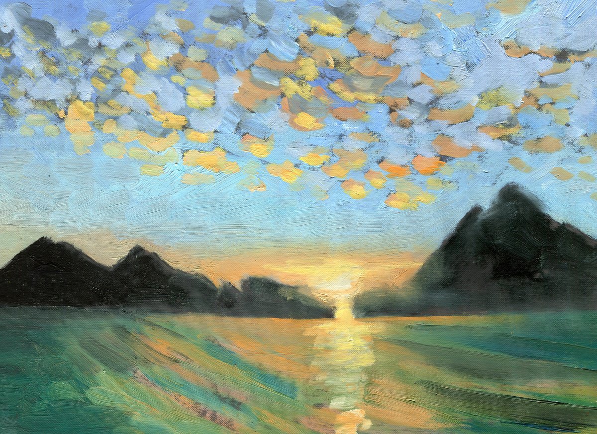 Midnight Sun, Lofoten Islands By Elizabeth Anne Fox, 17 X 12, Artwork For Sale On Artfinder