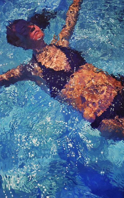 Star Float - Swimming Painting by Abi Whitlock