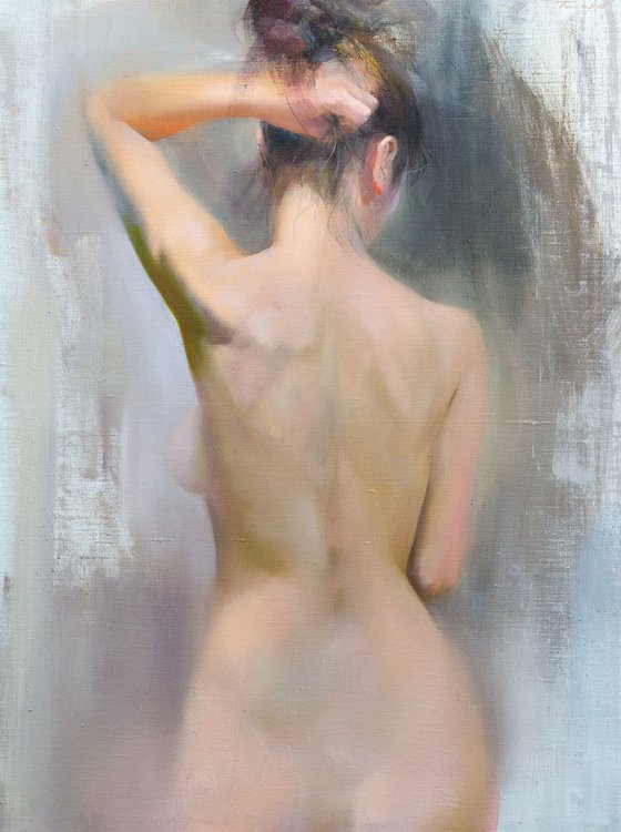 Contemporary oil nude art - Lady T