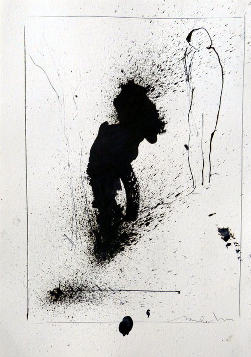 The Splashes, surrealist drawing, 29x21 cm by Frederic Belaubre