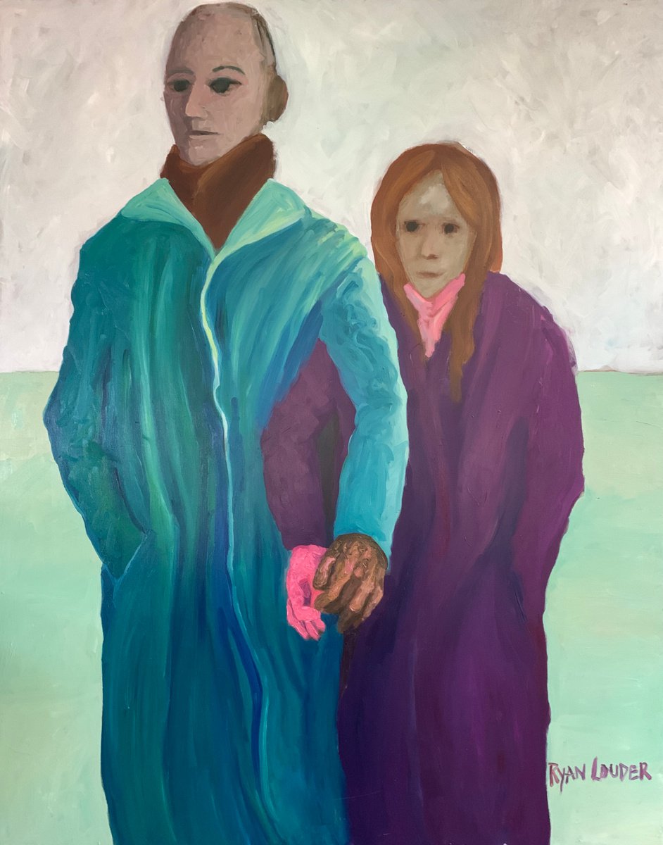 Expressive Oil Painting , Holding Hands On A Winters Day By Ryan Louder, 36 X 46, Artwork For Sale On Artfinder