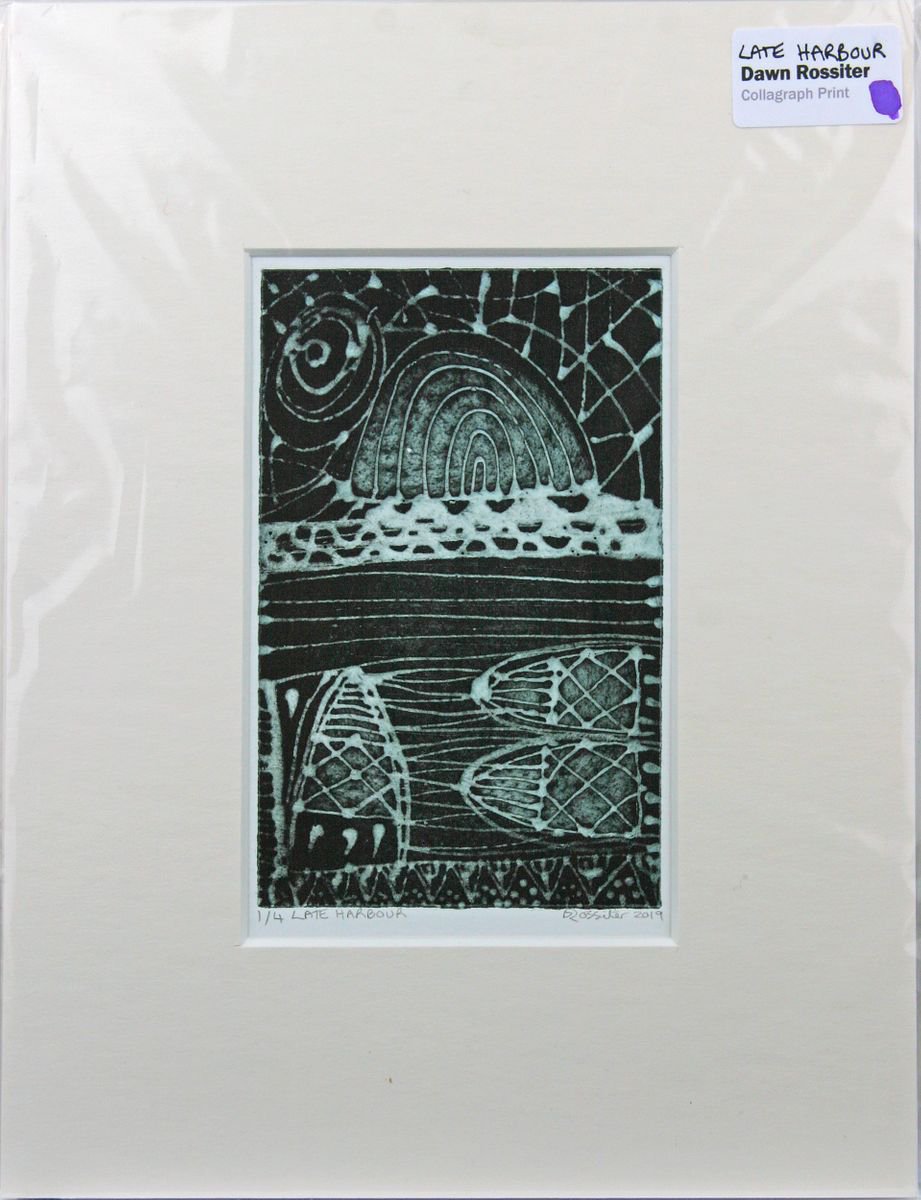 Late Harbour Mounted Limited Edition Collagraph Print by Dawn Rossiter