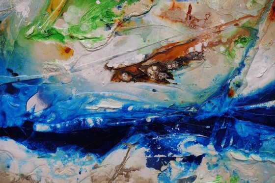 Natures Sugar 240cm x 100cm Green Blue Textured Abstract Art