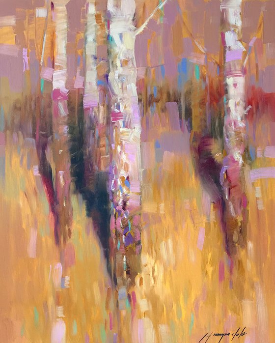 Birches Grove, Original oil painting, Handmade artwork, One of a kind