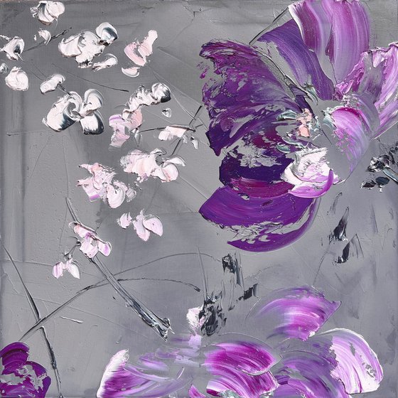 VERY PERI GREENHOUSE 1 - Purple Abstract flowers. Violet floral art.