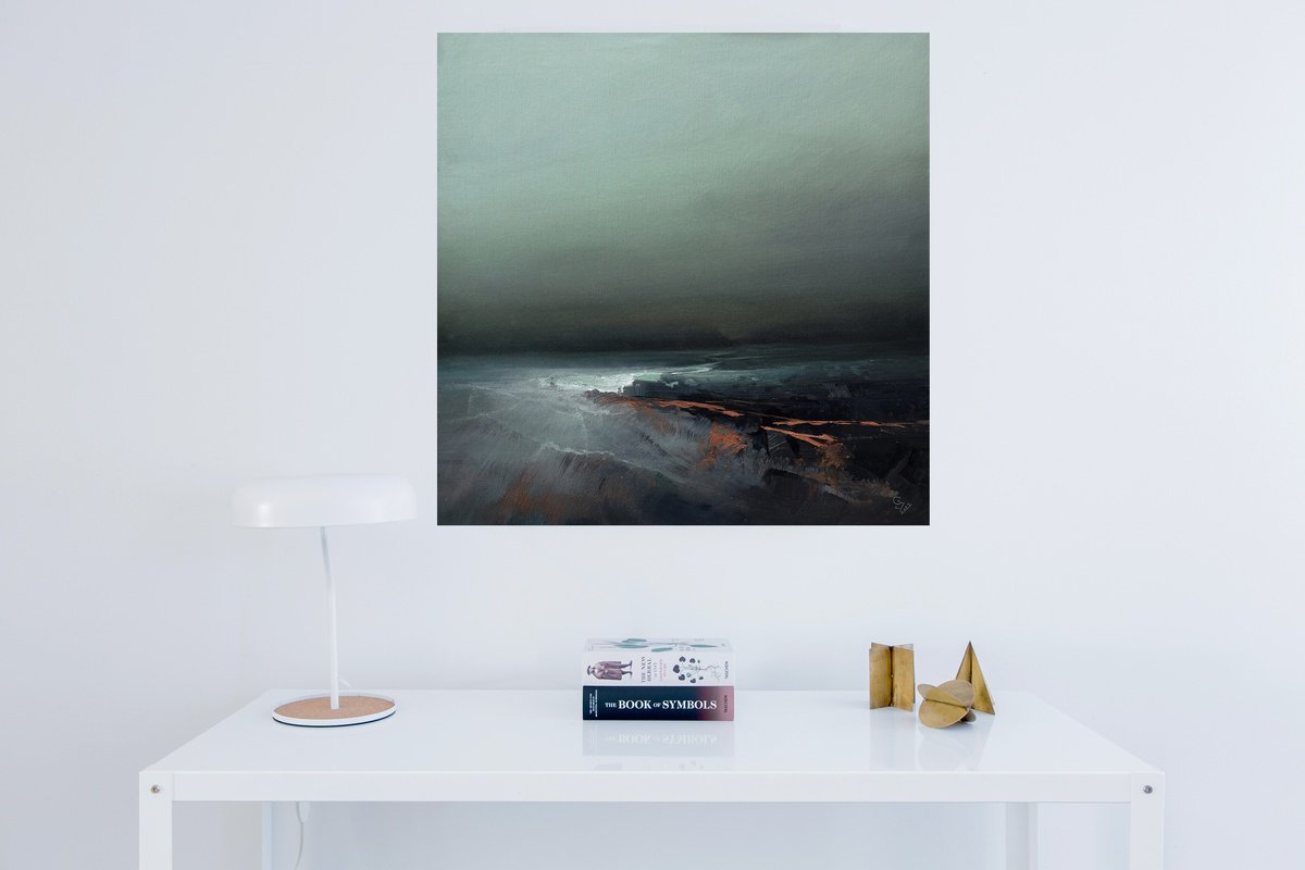 Abstract Landscape Oil Painting By Ivan Grozdanovski, 26 X 26, Agartha - Western Ridge, Original Artwork