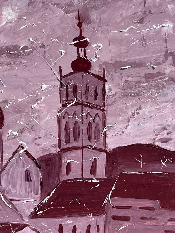 Lviv City Rooftops Painting