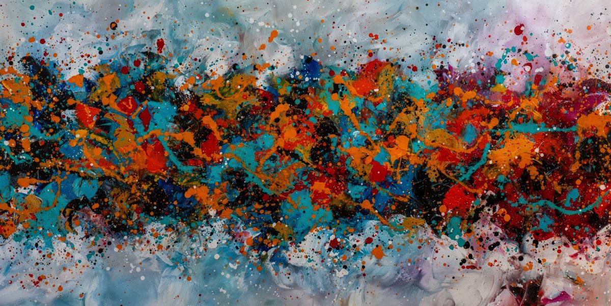 Abstract Acrylic Painting By Art By Catalin, 59 X 30, Love And Desire 231, Original Artwork