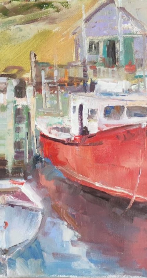 Boats (plein air) by Alexander Koltakov
