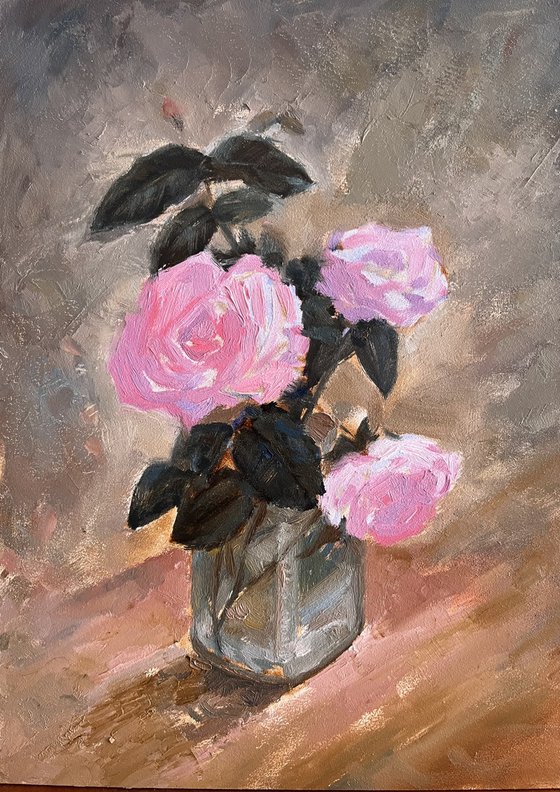 Pink roses original painting