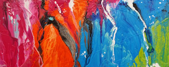 Coloured Mechanics 200cm x 80cm Colourful Textured Abstract Art