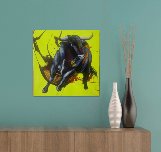 bull on a yellow background