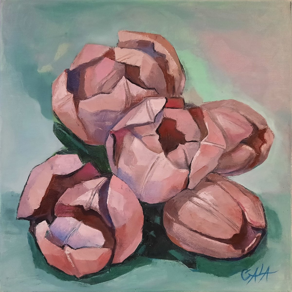Expressive Oil Painting , Tulips By Galya Koleva, 20 X 20, Artwork For Sale On Artfinder