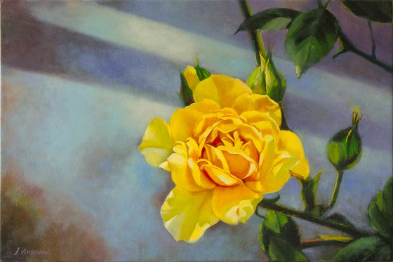 "Towards"  rose flower  liGHt original painting  GIFT (2018)