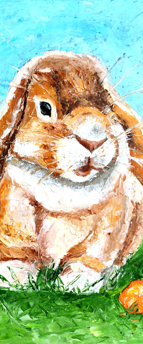 Hare Painting Original Art Rabbit Artwork Bunny Wall Art Animal by Yulia Berseneva