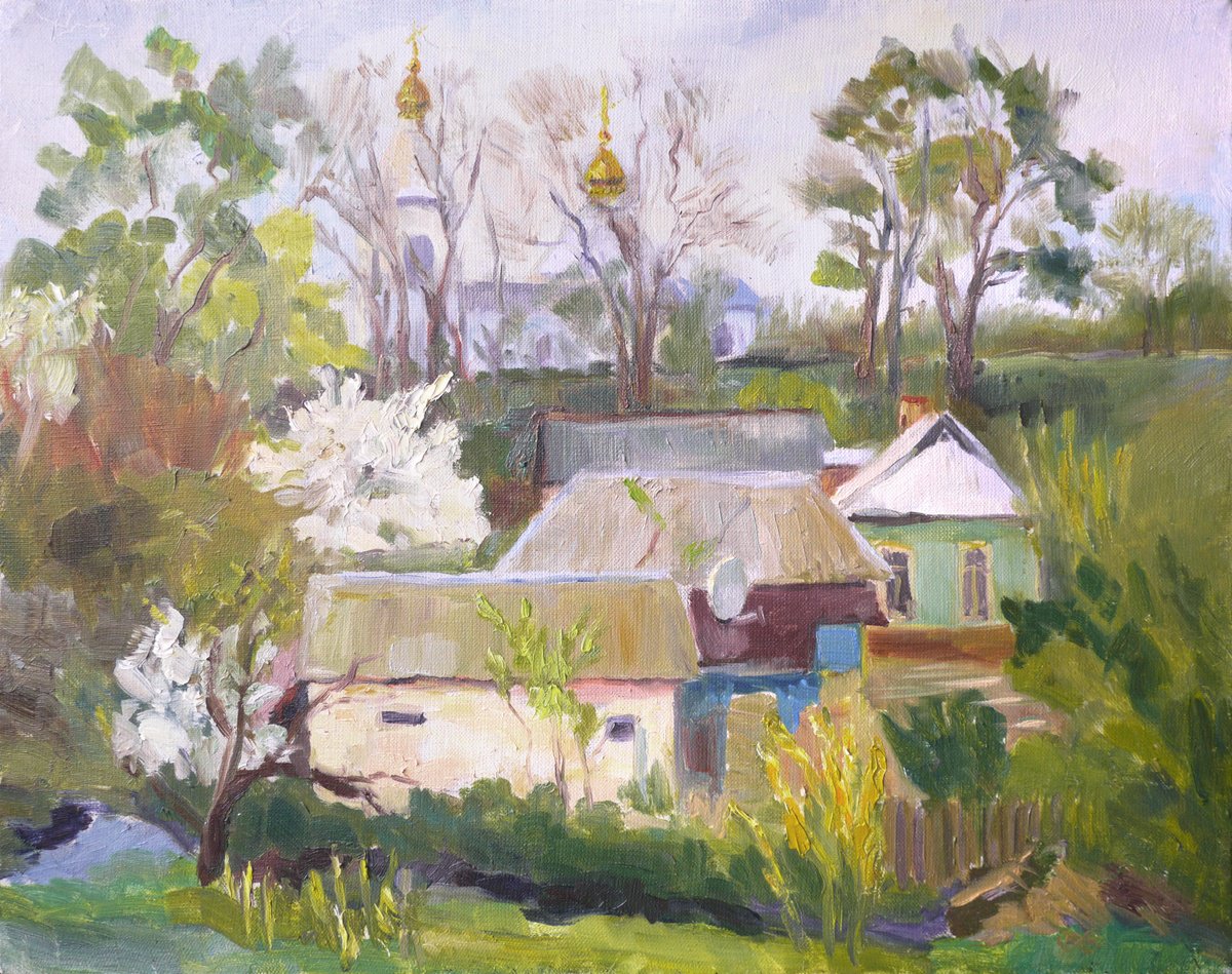 Impressionistic Landscape Oil Painting By Elena Lykhodid, 20 X 16, May In Sednev. 2020., Original Artwork