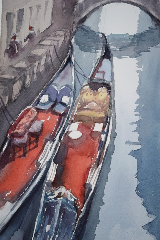 Venice canal with gondolas
