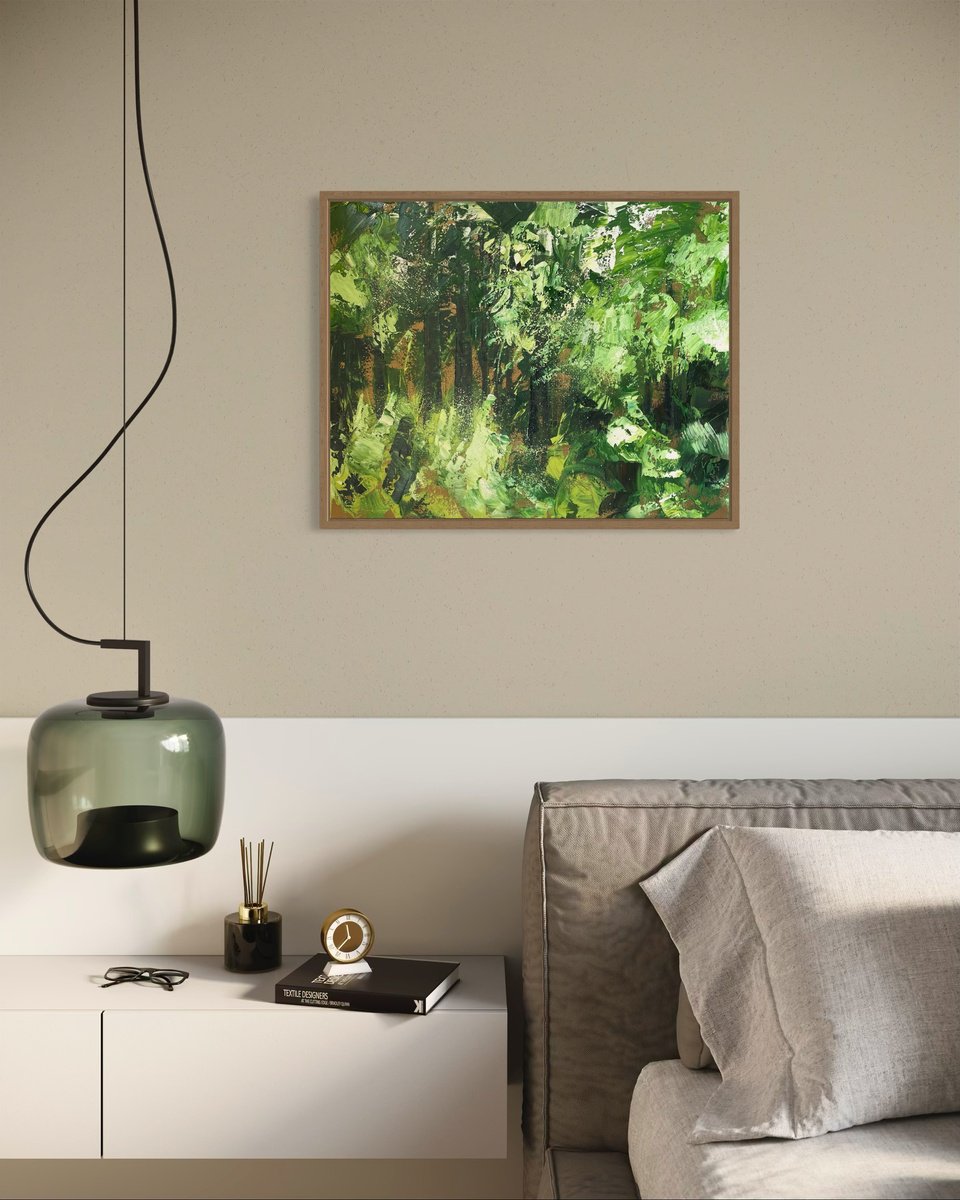 Impressionistic Landscape Oil Painting By Belinda Reynell, 21 X 17, Dancing Leaves, Original Artwork