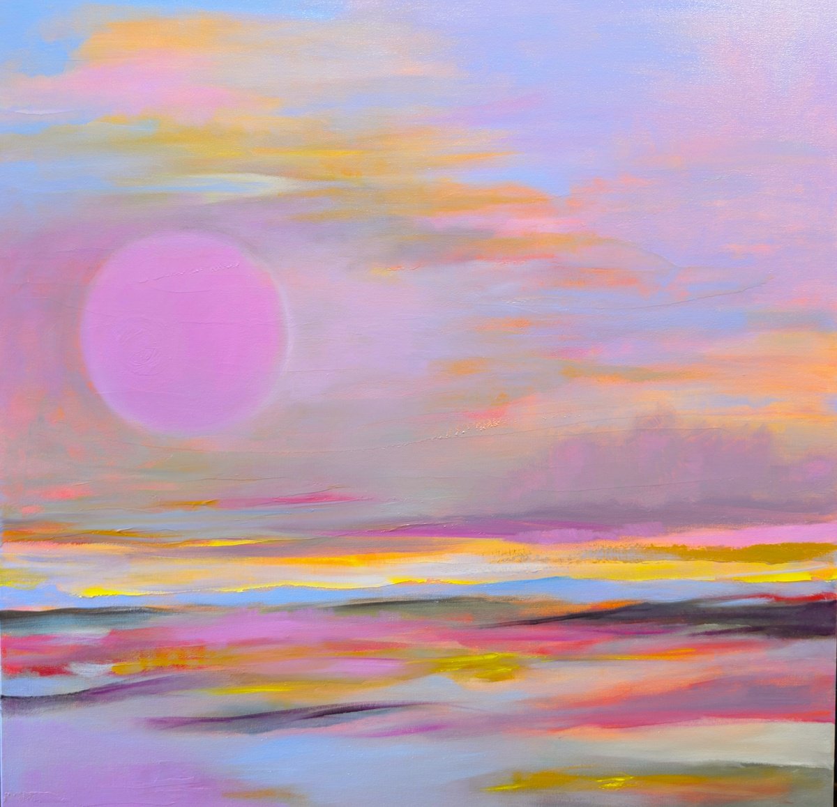 Impressionistic Landscape Oil Painting By Veta Barker, 30 X 30", Imagination., Original Artwork