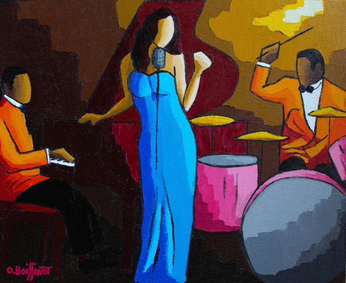 Jazz trio orange blue by Olivier Boissinot