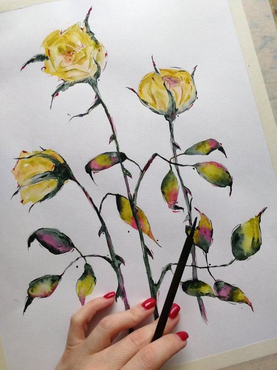 Yellow roses painting.