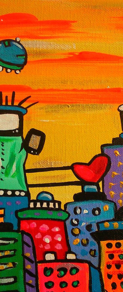 Tv Statue of Liberty on Yellow by Maria Luisa  Azzini