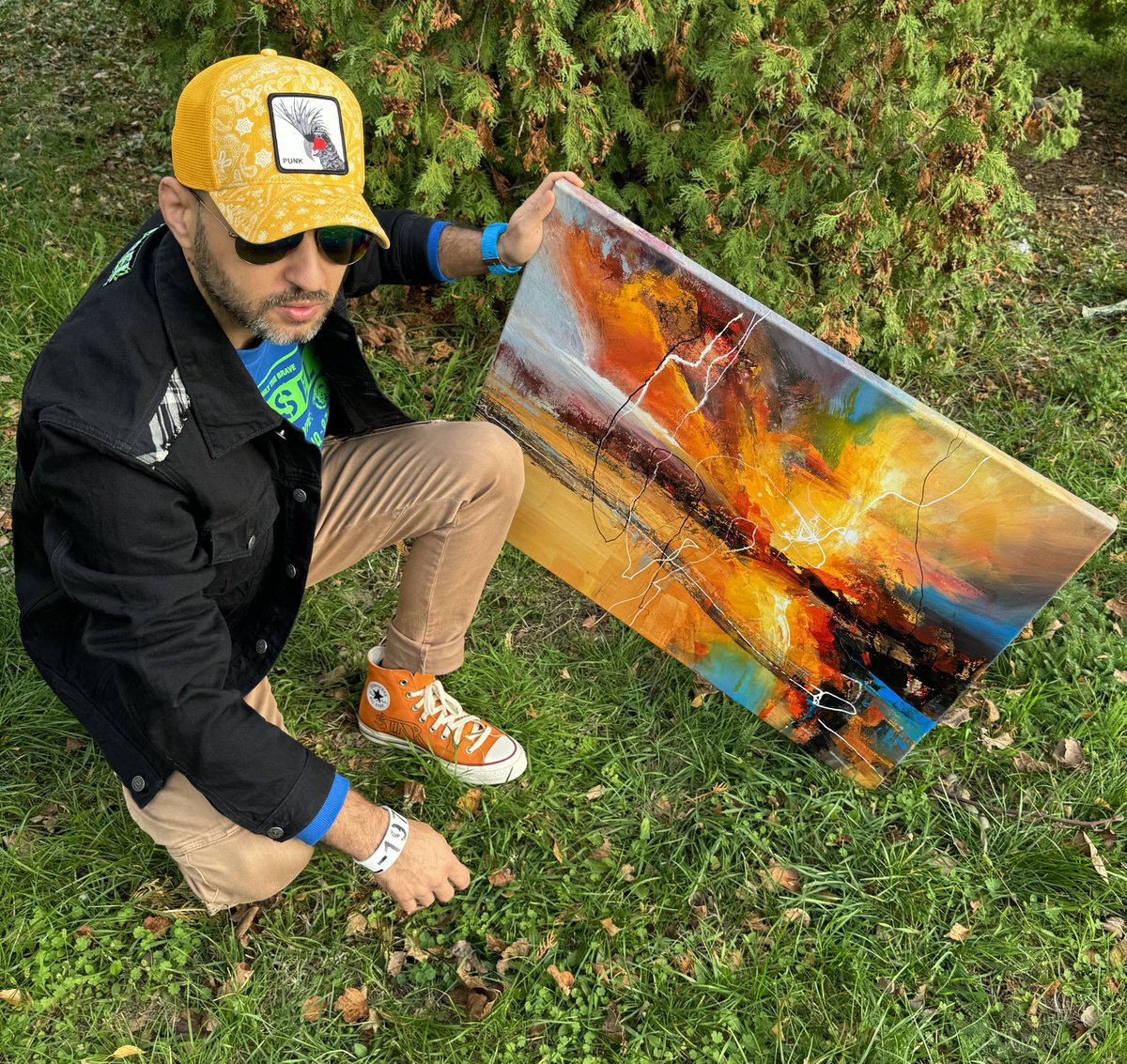 Abstract Landscape Oil Painting By Ivan Grozdanovski, 31 X 24, The Other Side Of The Rainbow, Original Artwork