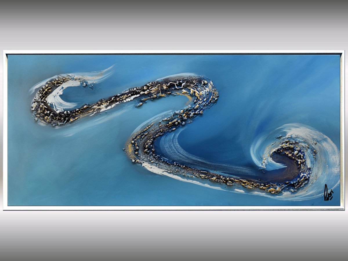 Blue Motion - Abstract Art - Acrylic Painting - Canvas Art - Framed Painting - Abstract Se... by Edelgard Schroer