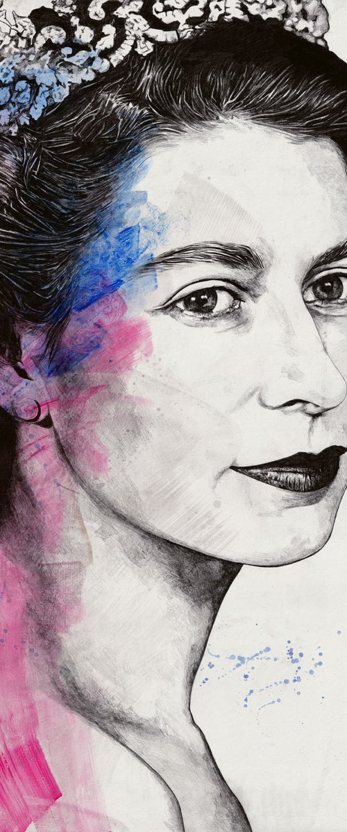 Queen Elizabeth II realistic portrait by Marco Paludet