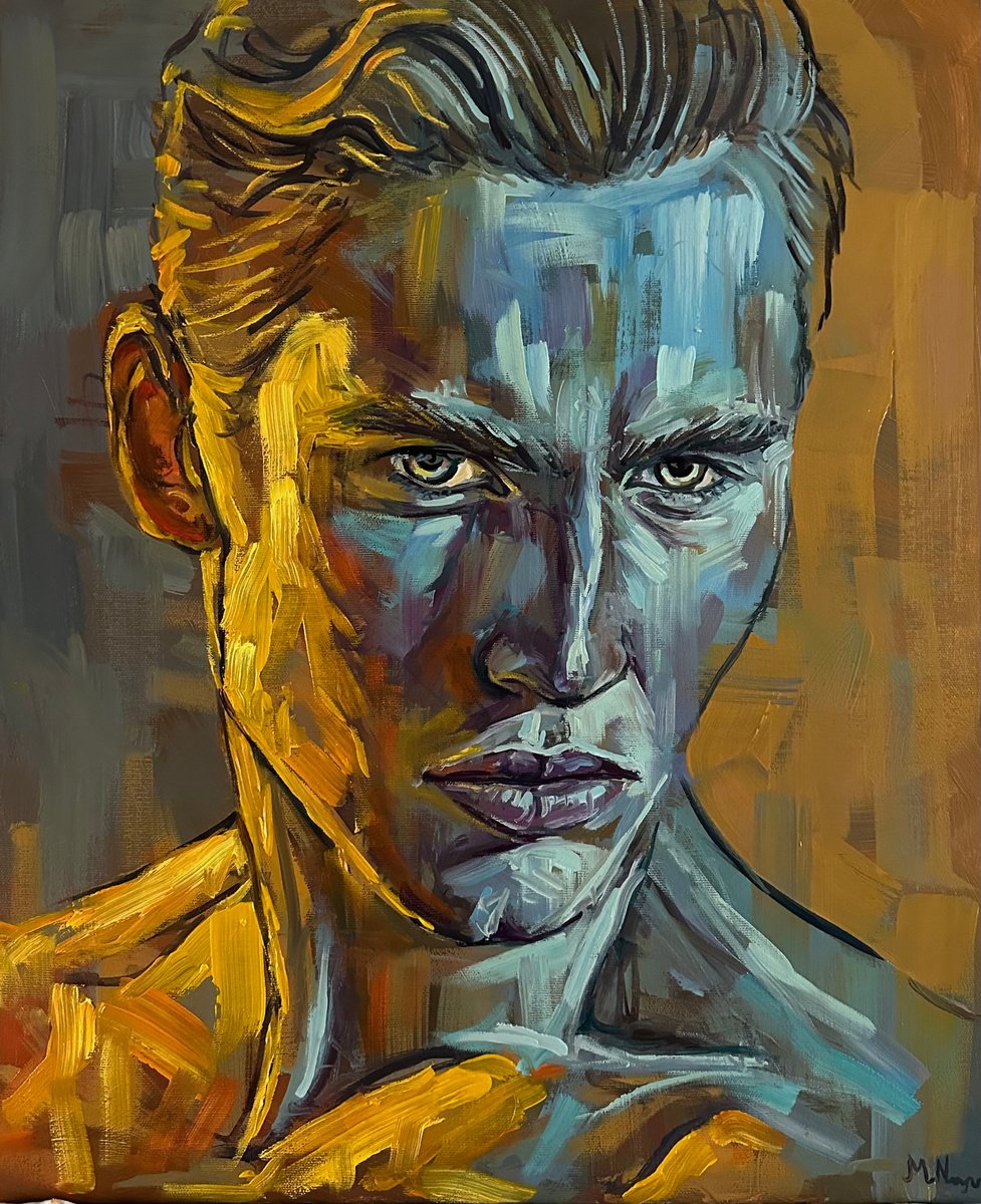 Male portrait oil painting handsome young man gay queer artwork by Emmanouil Nanouris