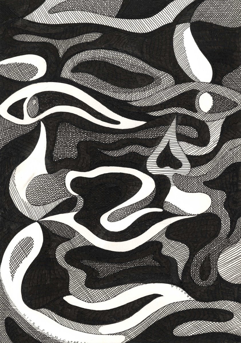 Abstract Ink Drawing , Profiles By Nives Palmic, 8 X 12, Artwork For Sale On Artfinder